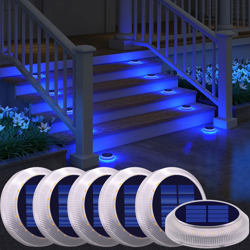 Lampes solaires pour allée, lampes solaires pour quai, lampes solaires bleues pour terrasse, lampes solaires extérieures étanches IP68, lampes solaires adhésives pour chemin, lampes solaires
