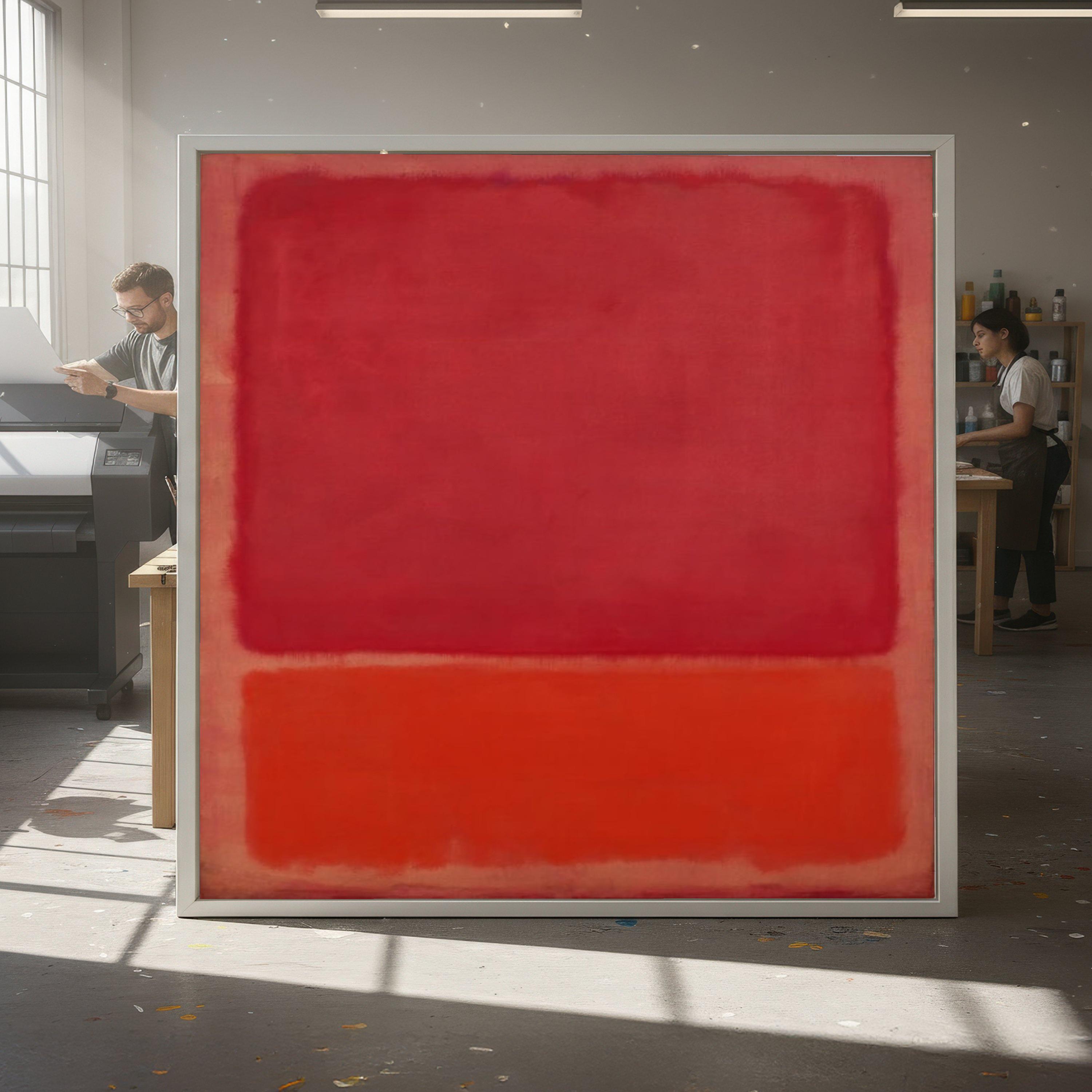Quadro su tela n. 112 di Mark Rothko, dipinto astratto a blocchi di colore, moderno minimalista rosso e arancione, decorazione su tela di arte contemp