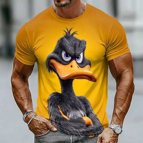 Lustiges Cartoon-Entenmotiv mit Zylinder und Weste – Herren-T-Shirt im Vintage-Stil mit 3D-Animation, Rundhalsausschnitt, Kurzarm, schwarz, lässiges Streetwear-Design, Geschenk für Entenliebhaber,