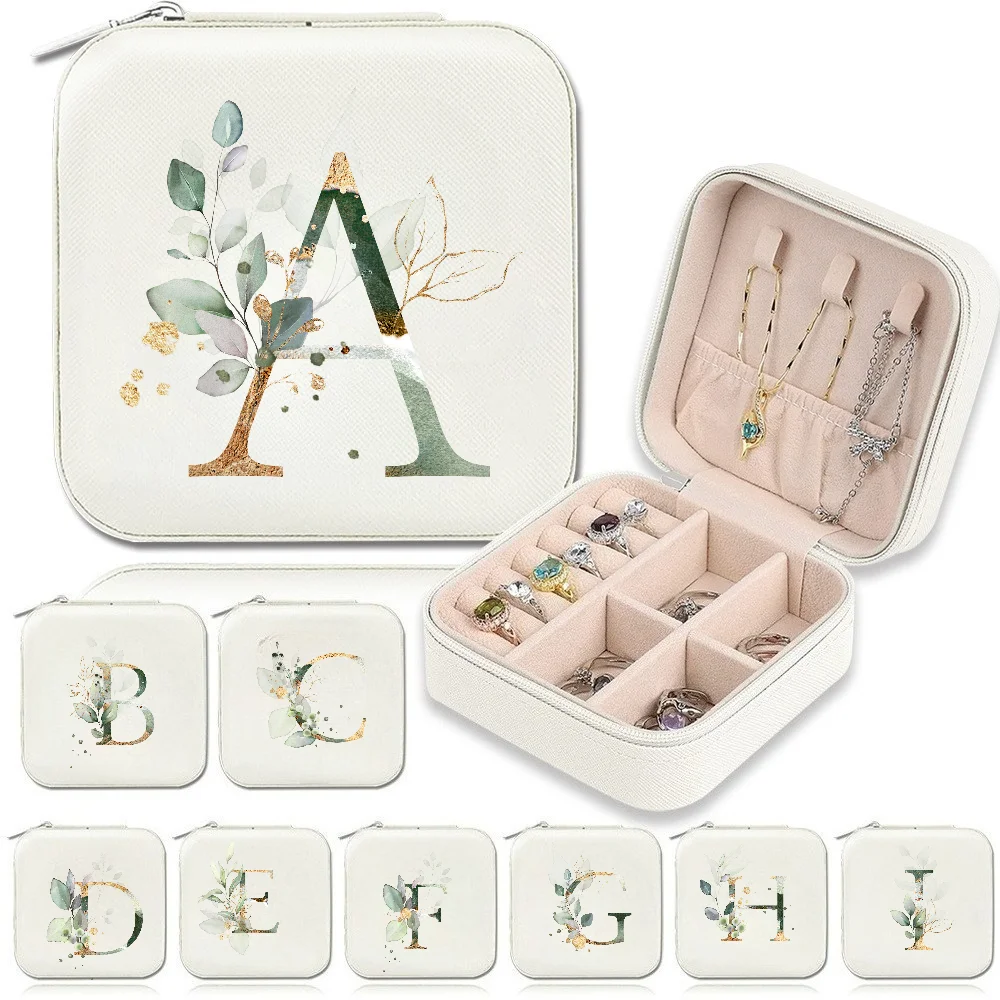 Eleganter Reise-Schmuckkoffer mit Reißverschluss A-Z Buchstabendruck Valentinstag Brautjungfern-Geschenk Schmuckbox Image