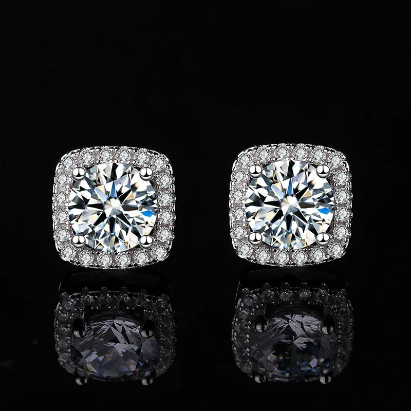 Neue 925 Sterling Silber Ohrringe 2CT 5A Zirkon für Frauen Luxus Hochzeit Verlobung Schmuck Ohrstecker Party Geschenke Image