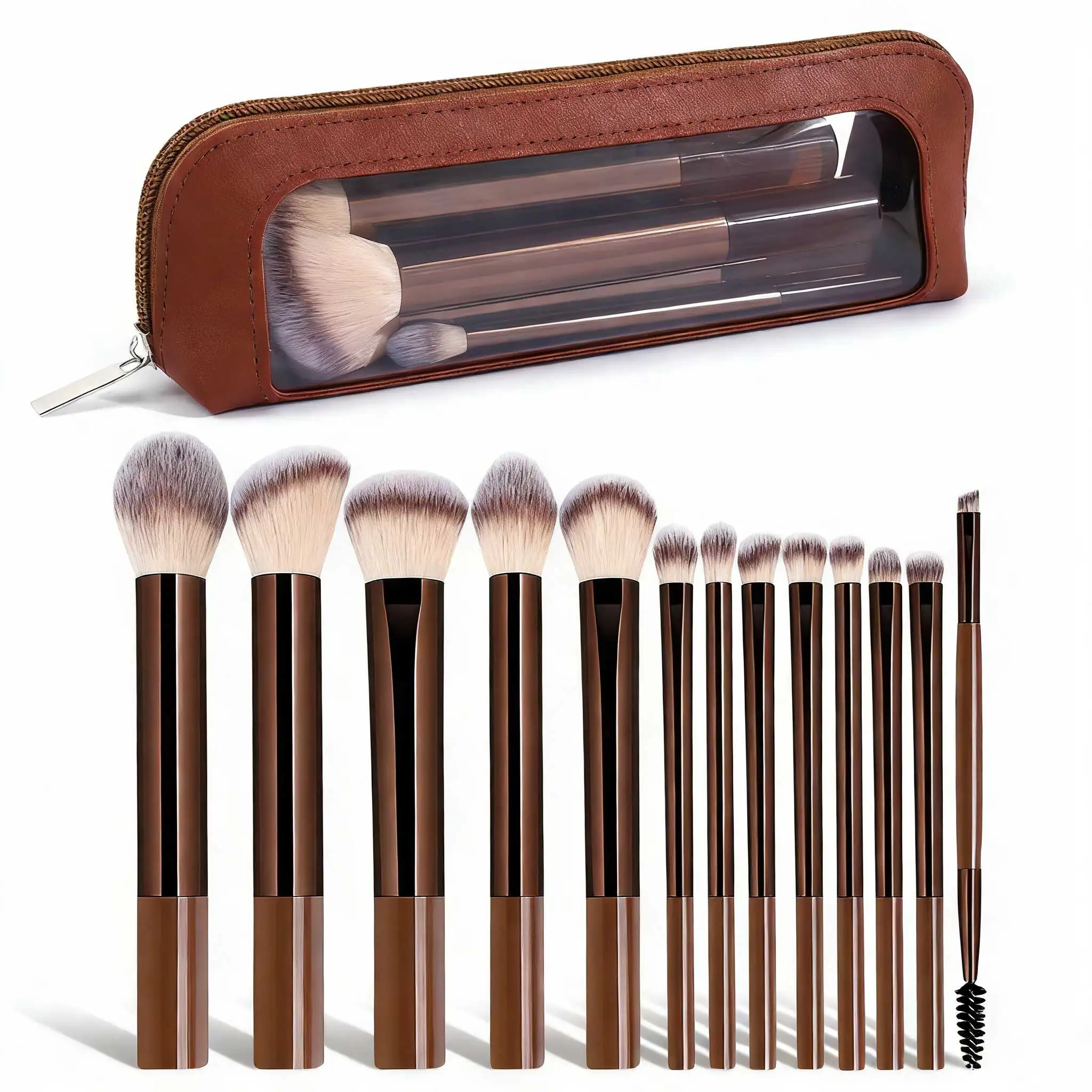 13-teiliges Make-up-Pinsel-Set mit Aufbewahrungstasche, weiche, flauschige Kosmetikpinsel für Foundation, Puder, Lidschatten, Kabuki-Pinsel, Blending-Pinsel, Beauty-Tool, Make-up Image