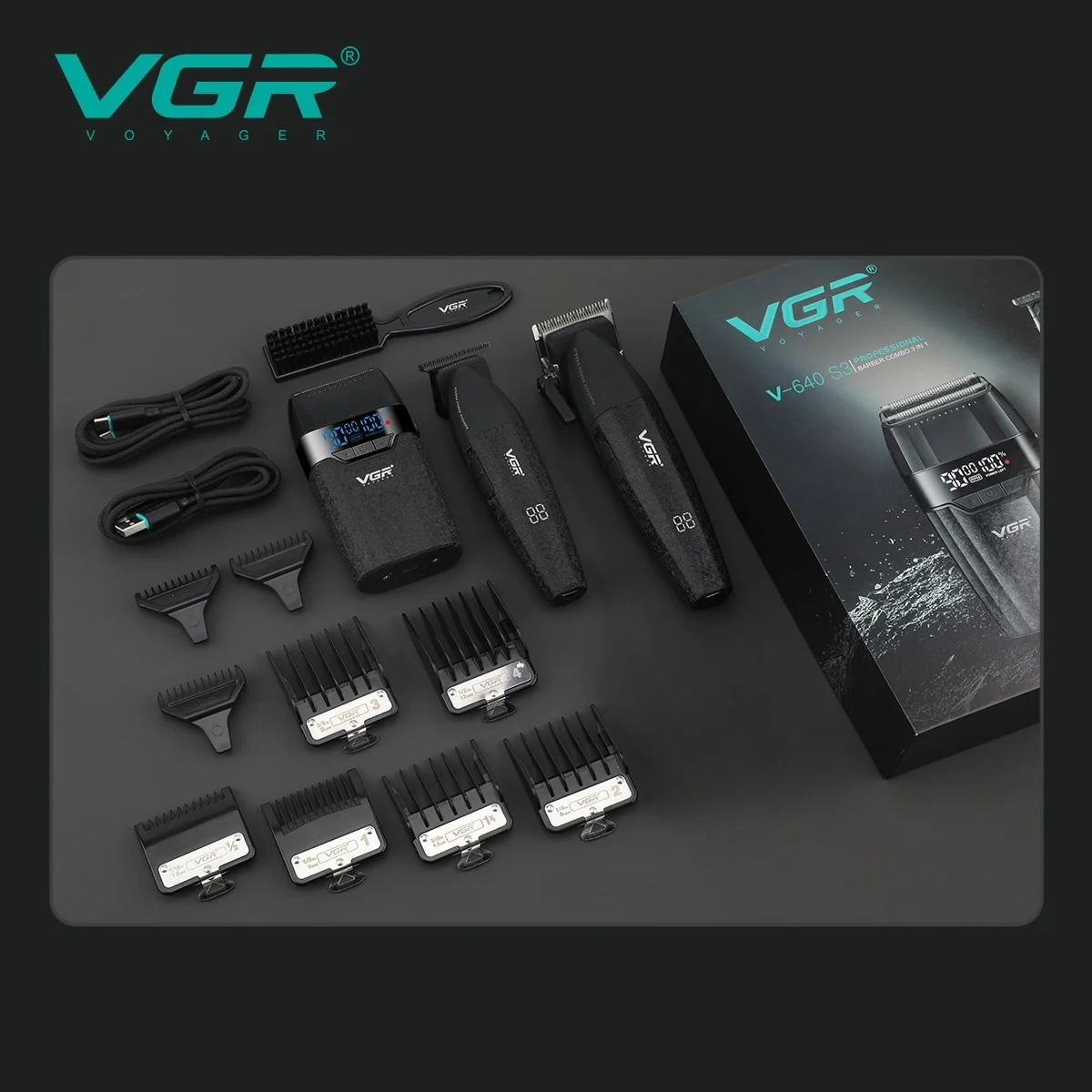 VGR Haarschneider Verbessert Professionelle Haarschneidemaschine Bester Kabelloser Haarschneider Bestseller Elektrische Haarschneidemaschine Schnäppchen 9000 U/min Einstellbar Haarschneider für Männer V-640 s3 Image
