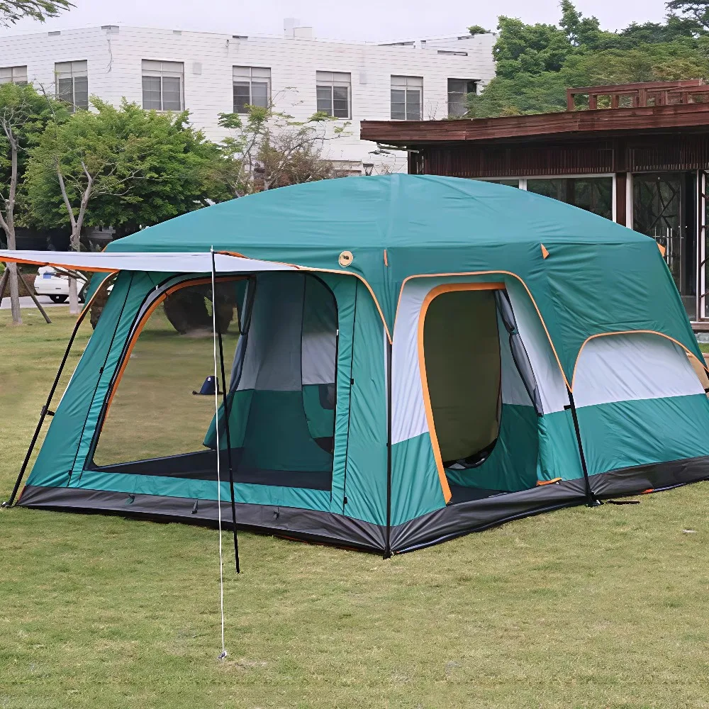 Tunnel-Campingzelt für 3-12 Personen Übergroßes 2-Zimmer-Campingzelt mit Schlafkabine UV-Schutz Wasserdichtes Faltbares Familienzelt Image