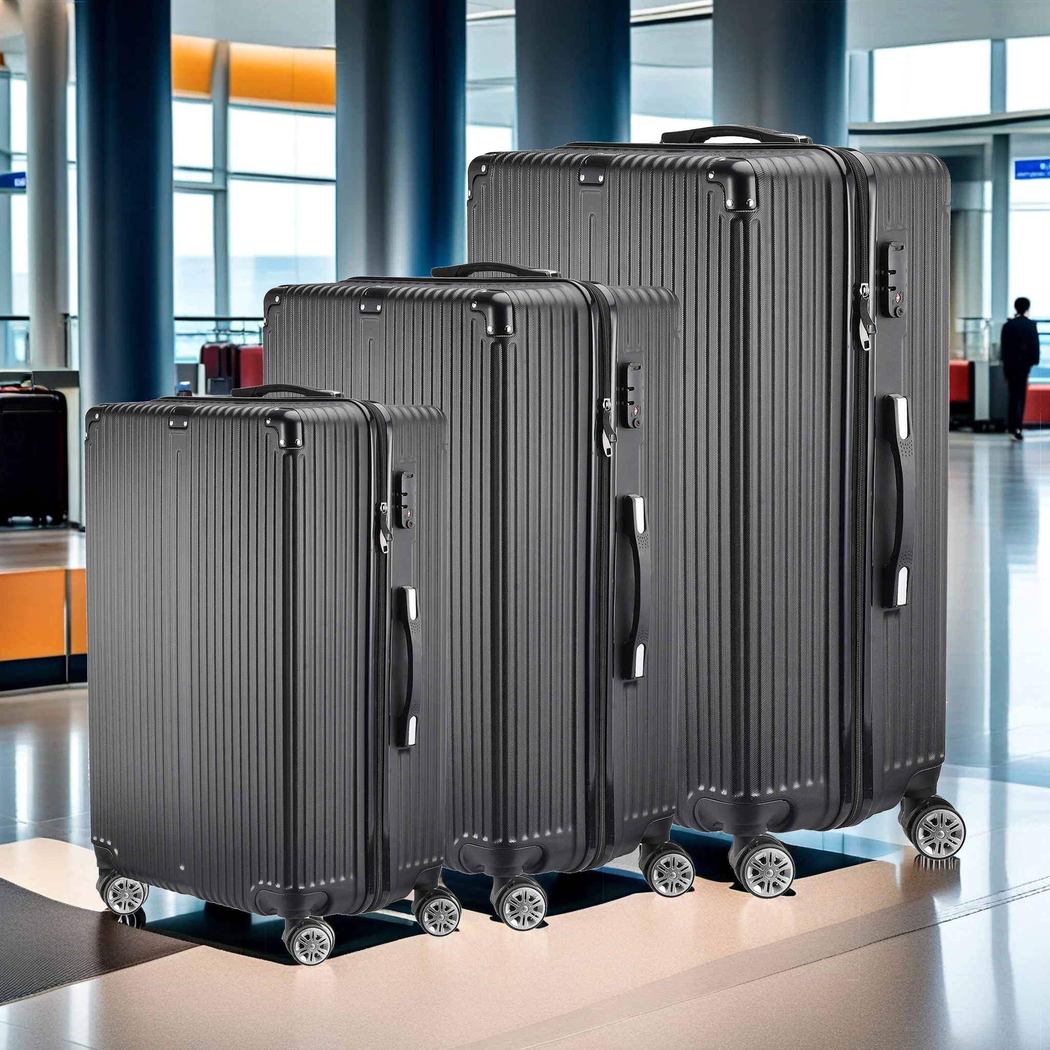 Handgepäck Koffer Trolleys Set 3 Reisekoffer Hartschalenkoffer Cabin Size Suitcase Carry On Luggage Kabinenkoffer mit 4 Rädern