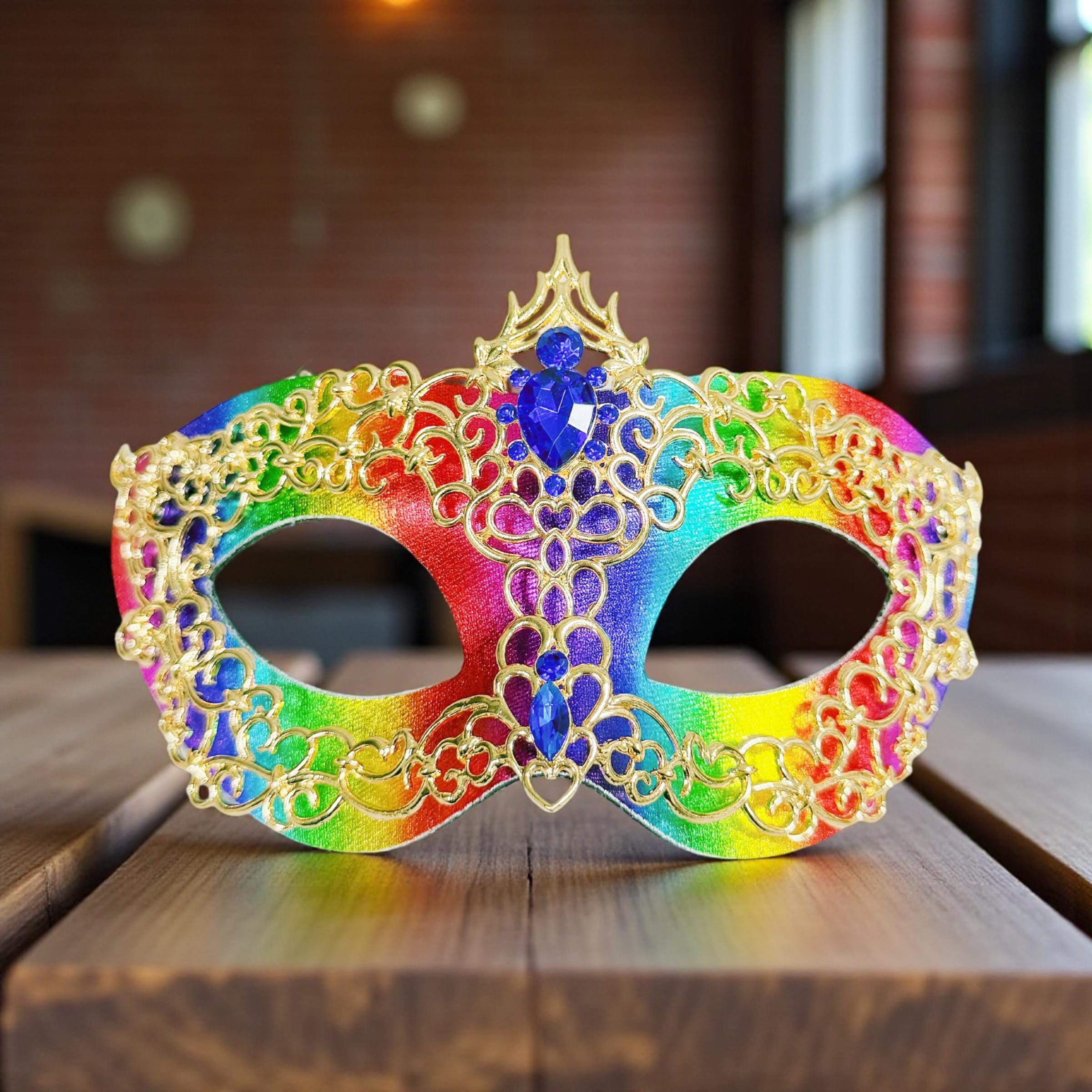 Regenbogen Masquerade Maske, Maskenball Party Maske, Cosplay Maske, Halloween Maske, venezianische Augenmaske, Abschlussball Maske, 2 in 1 Maske