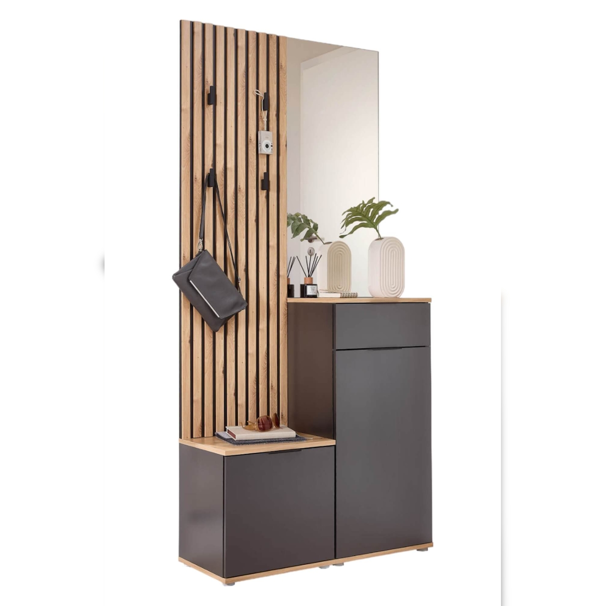 moebel-dich-auf Kompaktgarderobe EASY in Artisan Eiche / anthrazit, (BxHxT) 88x195x35 cm Image