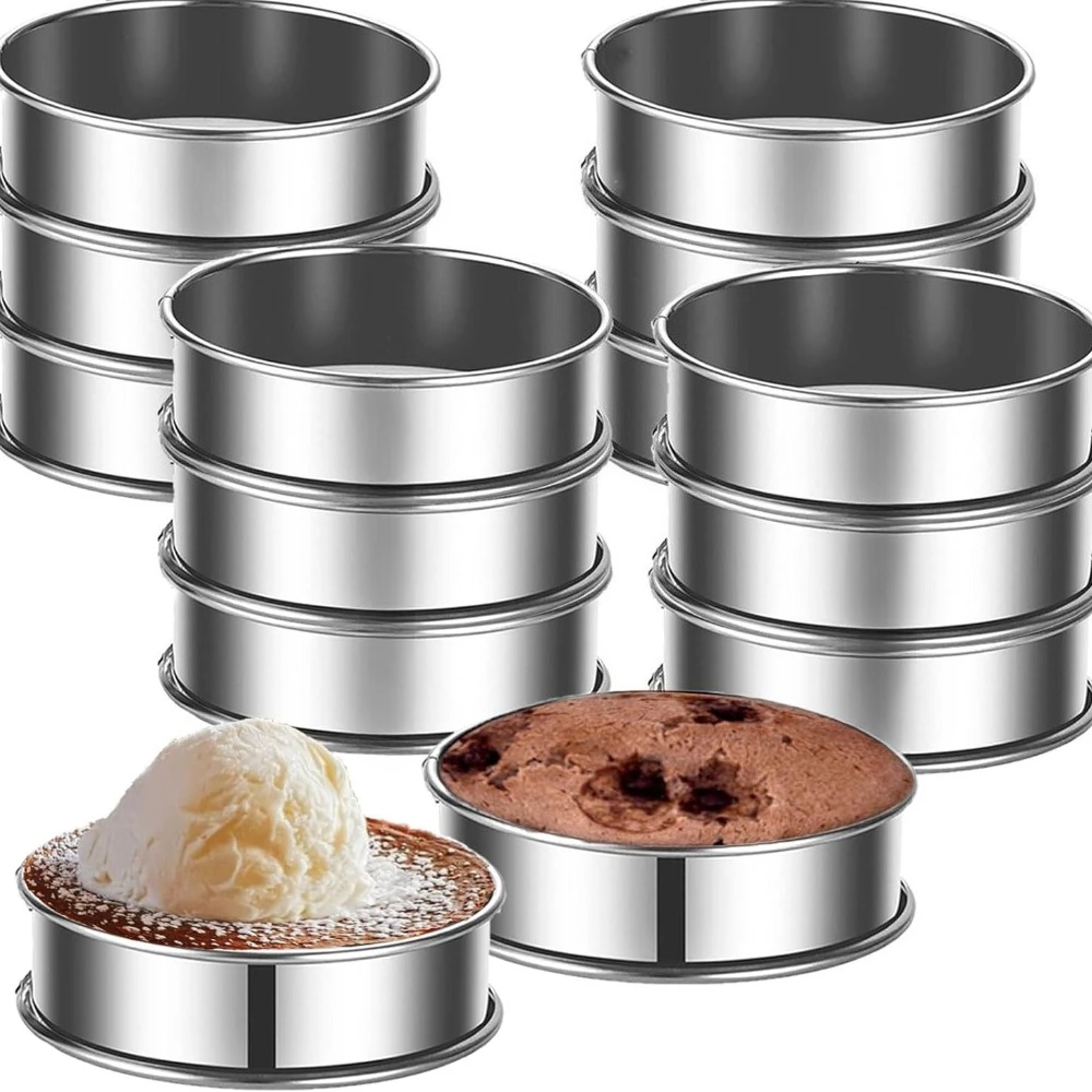 12 Packungen Crumpet Ringe Muffin Ringe Edelstahl Antihaft Metall Runde Formen für Kuchen Keks Kochen Backen Küchenwerkzeuge Image