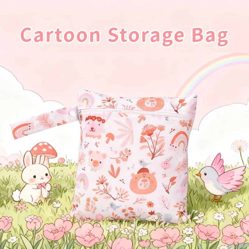1PC 20*25cm Mama Lagerung Tasche Nette Cartoon Windel Trocken Nass Tasche Im Freien Reise Wasserdichte Handtasche baby kinderwagen Lagerung Hängen Tasche