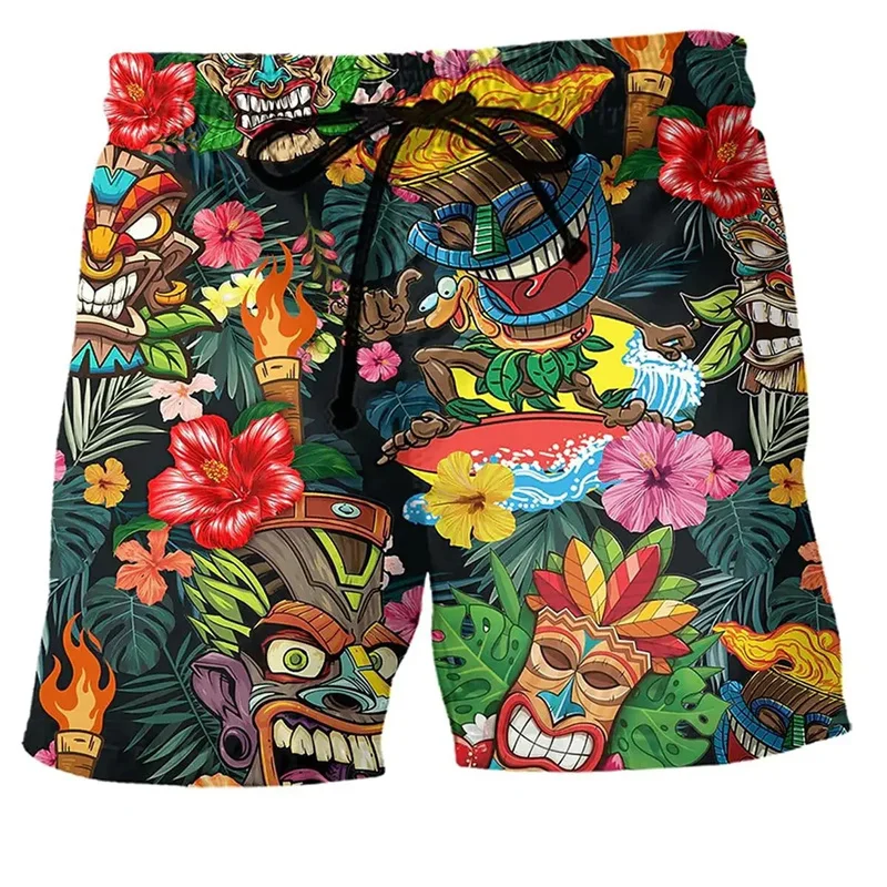 Bunte Graffiti 3D-gedruckte Surfbrettshorts Coole Sommerstraße Hip Hop Badehose für Männer Kinder Urlaub Strandshorts Image