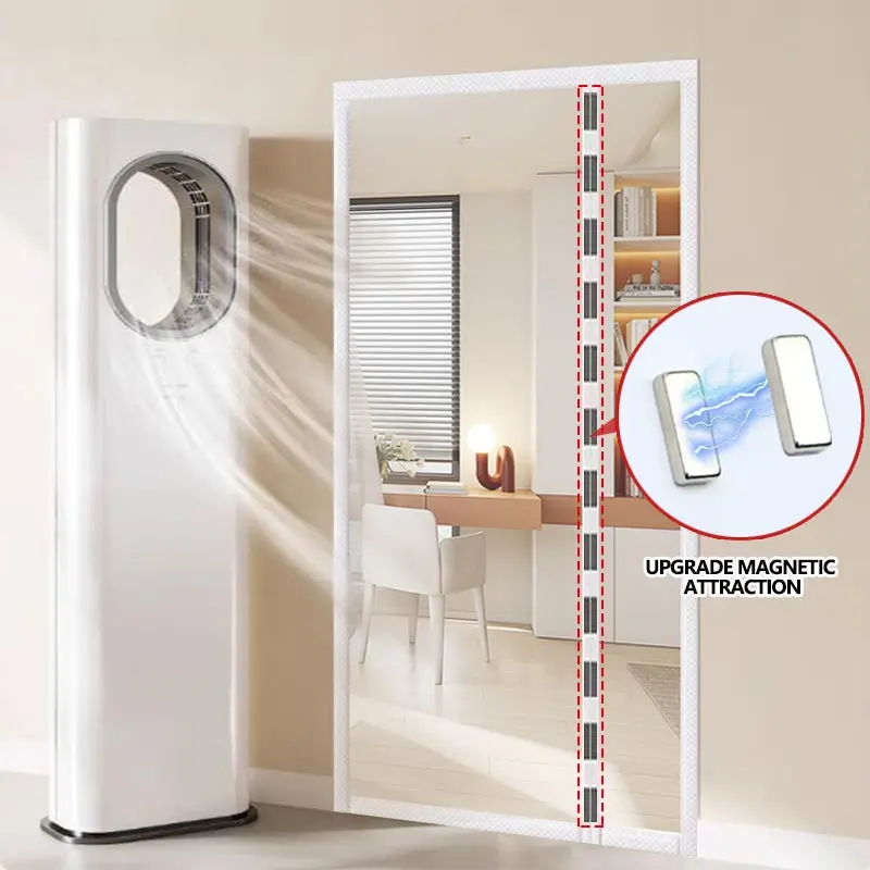 Magnetischer, nicht perforierter Trennvorhang für den Winter, transparenter, wind- und kältebeständiger, winddichter Türvorhang für Zuhause und Schlafzimmer Image