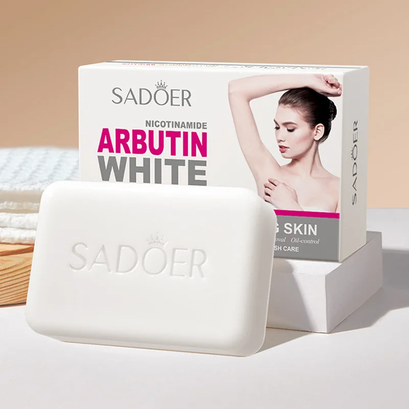 SADOER Niacinamid Arbutin Gesichtsseife, feuchtigkeitsspendend, aufhellend, Tiefenreinigung, Körper-Gesichtswaschschaum, Gesichtsreiniger, handgemachte Seife Image
