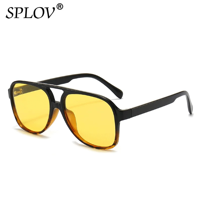 Retro Übergroße Polarisierte Sonnenbrille Frauen Mode Pilot Sonnenbrille Männer Vintage Gradienten Objektiv Schwarz Gelb Trendy Shades UV400