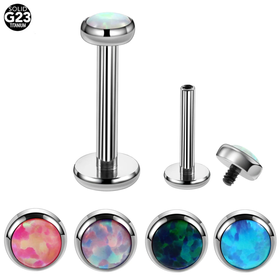 H-S 1PC G23 Titan Opal Labret Stud Ringe Lip Bars Sexy Charming Ohr Knorpel Tragus Piercing Für Unisex schmuck 16g