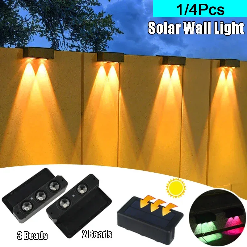 1/4 pcs Solar Wand leuchte LED Outdoor Garten leuchten Dekorationen wasserdichte Lampe für Innenhof Zaun Geländer Wand beleuchtung