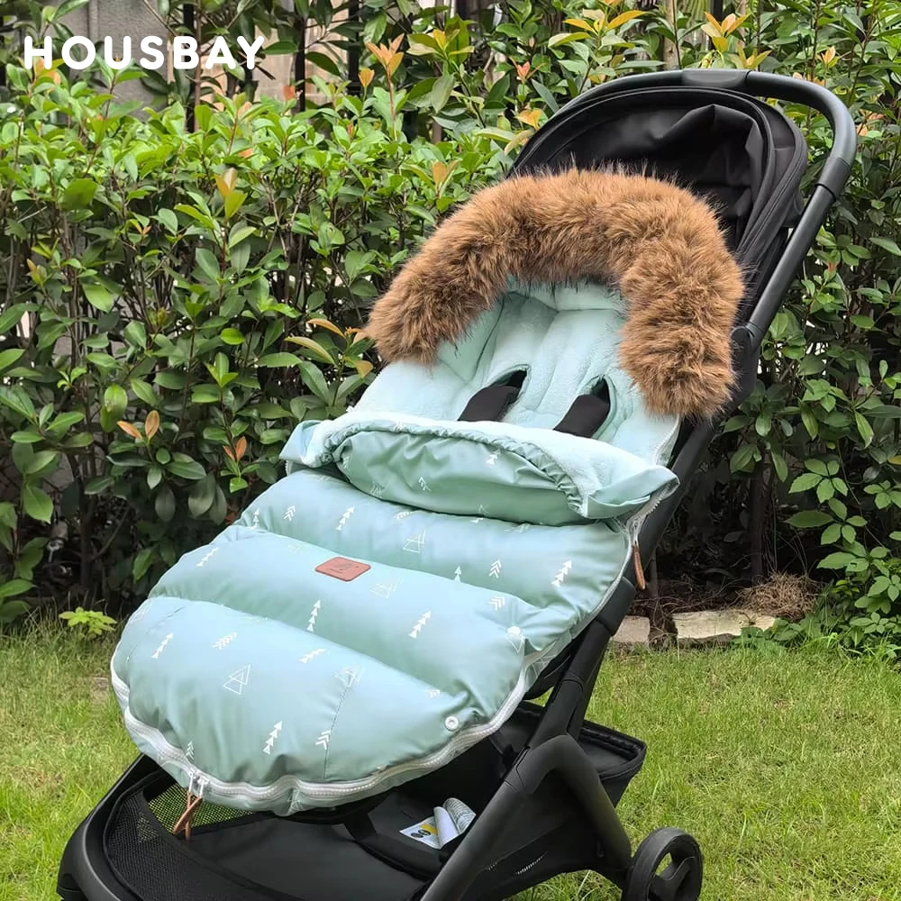Babytasche für Kinderwagen, Dicke 92 cm, wind- und wasserdicht, abnehmbarer Pelzkragen, Winter 0–2 Jahre, Kinderwagen-Zubehör Image