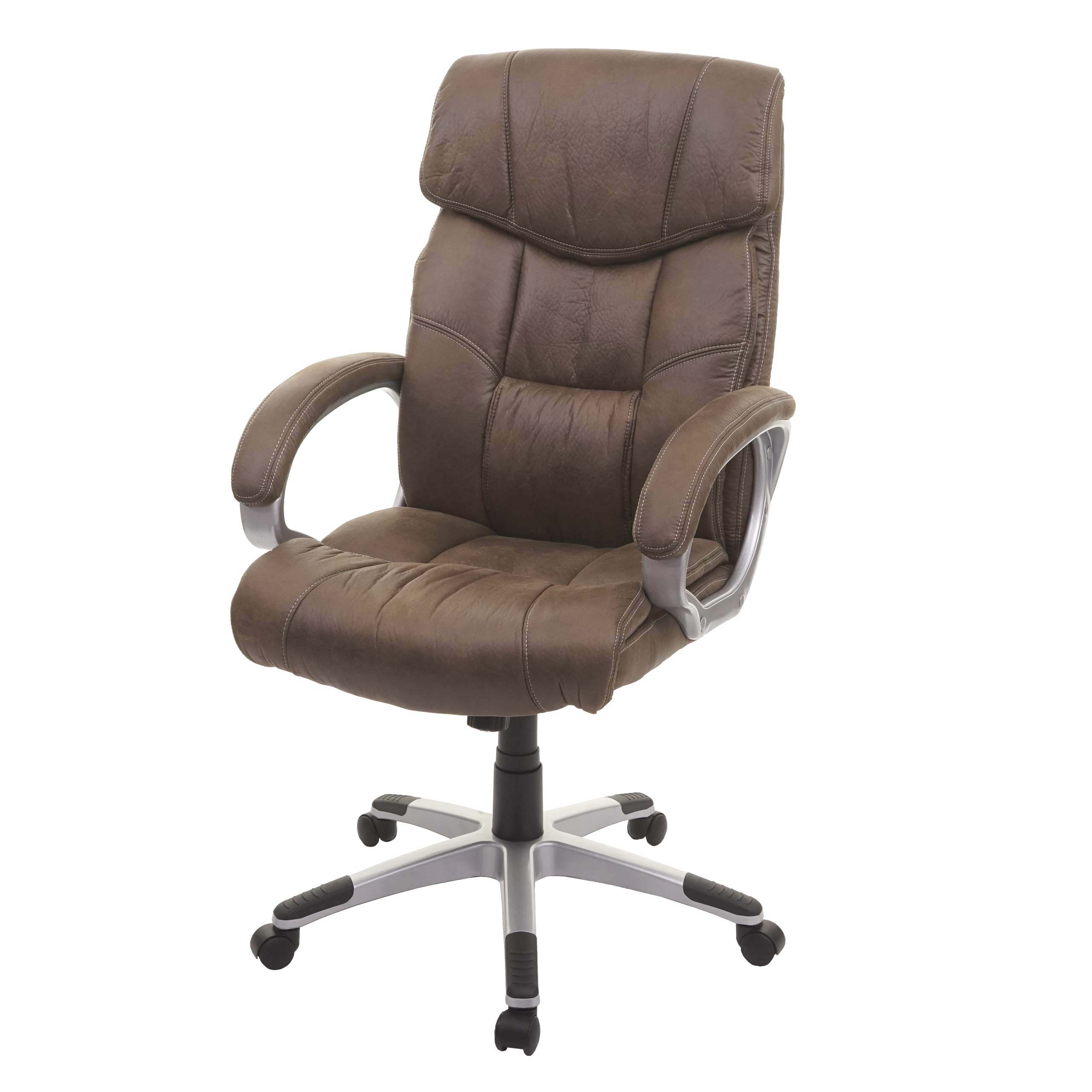 Bürostuhl HWC-A71, Chefsessel Drehstuhl Schreibtischstuhl, Stoff/Textil, FSC® ~ Wildleder-Optik braun