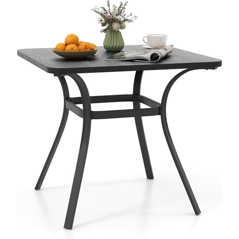Tavolo Da Pranzo Da Giardino Di 80 Cm, Tavolo Quadrato In Metallo Con 4 Gambe Curve, Tavolo Da Pranzo Pesante A 4 Posti, Per Giardino, Terrazza, E Piscina, Portata 65 Kg, 80 X 80 X 73 Cm - Costway