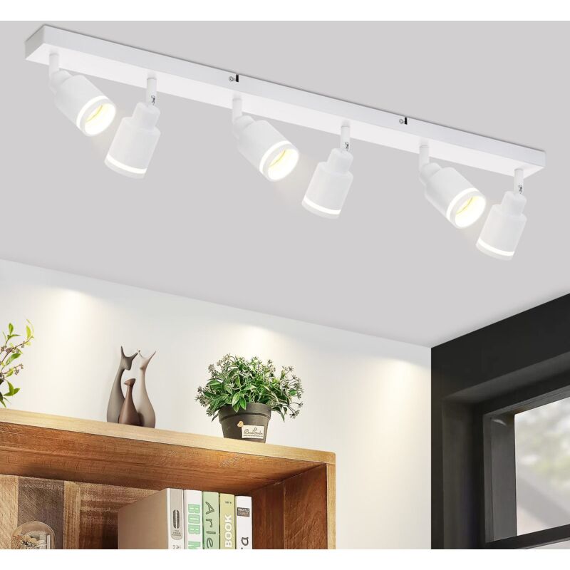 Faretto Da Soffitto Bianco Gbly Plafoniera Moderna:orientabili A 6 Lampadina Faretti Gu10 In Metallo Plafoniera Faretto Da Parete Per Interni Per Corridoio Ufficio Cucina Soggiorno