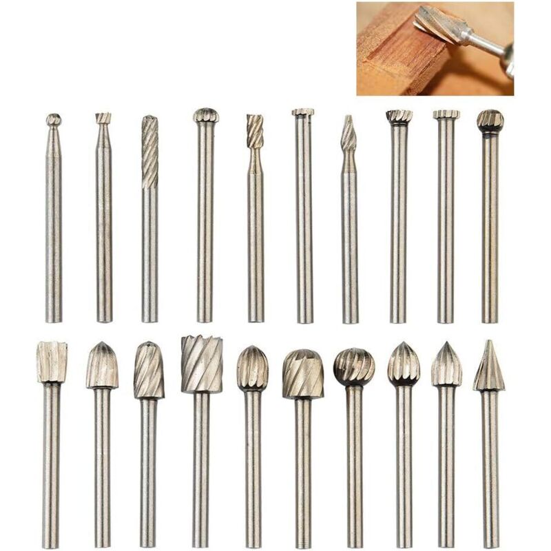 Set Di 20 Frese Rotanti, Frese In Carburo Di Tungsteno, Punte Per Fresa Dremel Con Gambo Da 3 Mm Per Lavori Di Falegnameria Fai Da Te, Intaglio, Incisione, Foratura