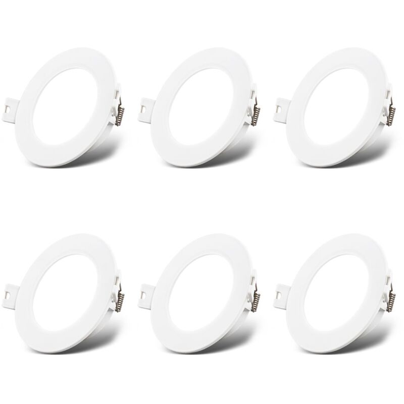 B.k.licht - Set Di 6 Faretti Da Incasso Led 230v Piatti, Luce Bianca Neutra, 3w 330lm Ciascuno, Faretto Led, Faretti Da Soffitto, Faretti Led 230v, Apparecchi Da Incasso, Faretti Da Incasso Led, Dimen