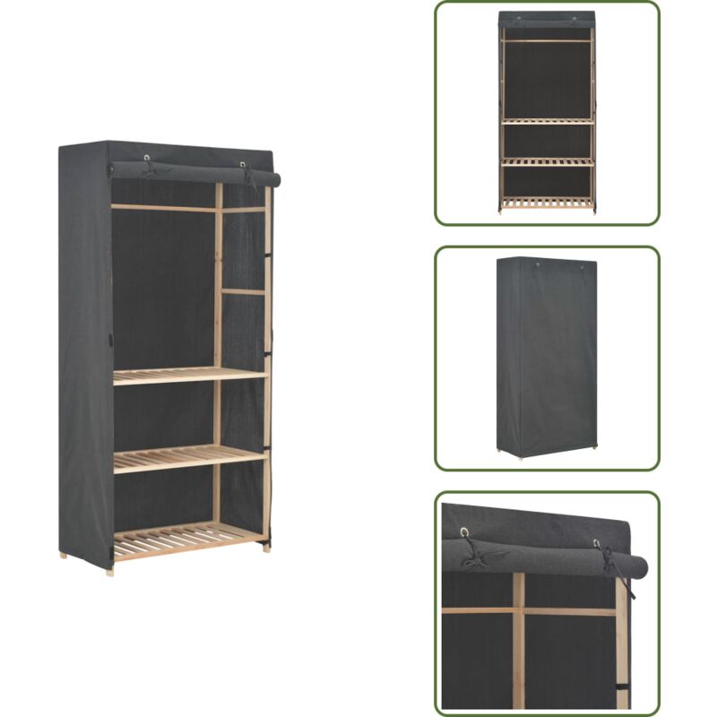 Armadio Con Ripiani - Vidaxl Armadio A 3 Ripiani Grigio 79x40x170 Cm In Tessuto - Armadio Per Vestiti