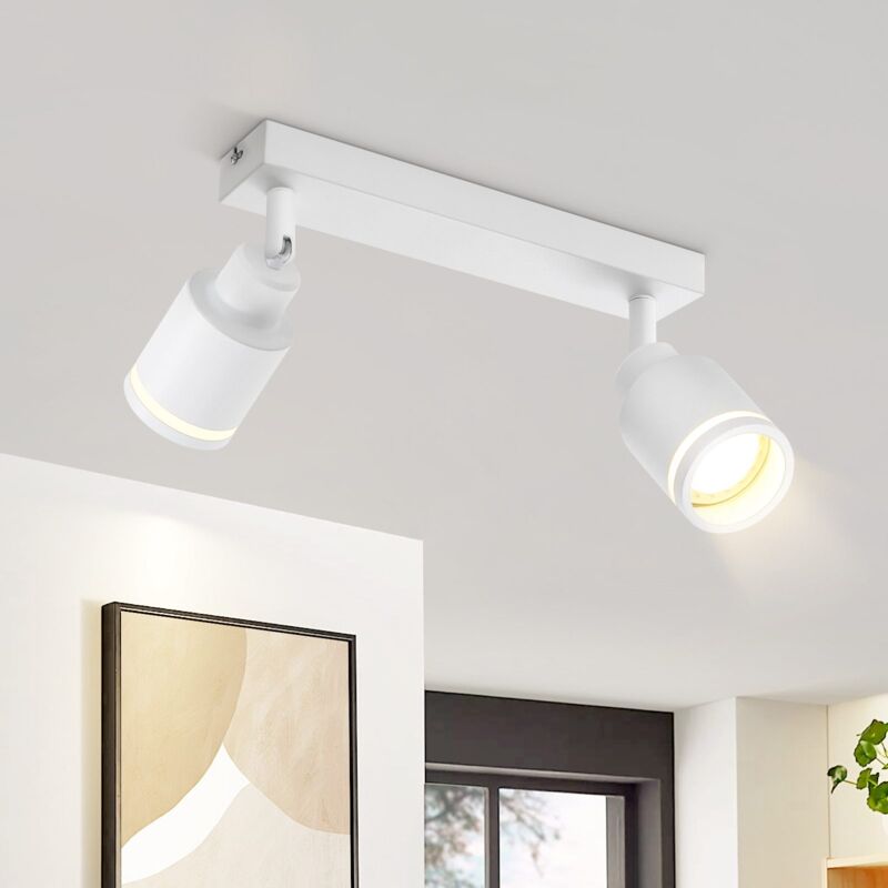 Faretto Da Soffitto Bianco Gbly Plafoniera Moderna:orientabili A 2 Lampadina Faretti Gu10 In Metallo Plafoniera Faretto Da Parete Per Interni Per Corridoio Ufficio Cucina Soggiorno