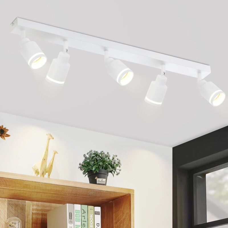 Faretto Da Soffitto Bianco Gbly Plafoniera Moderna:orientabili A 5 Lampadina Faretti Gu10 In Metallo Plafoniera Faretto Da Parete Per Interni Per Corridoio Ufficio Cucina Soggiorno