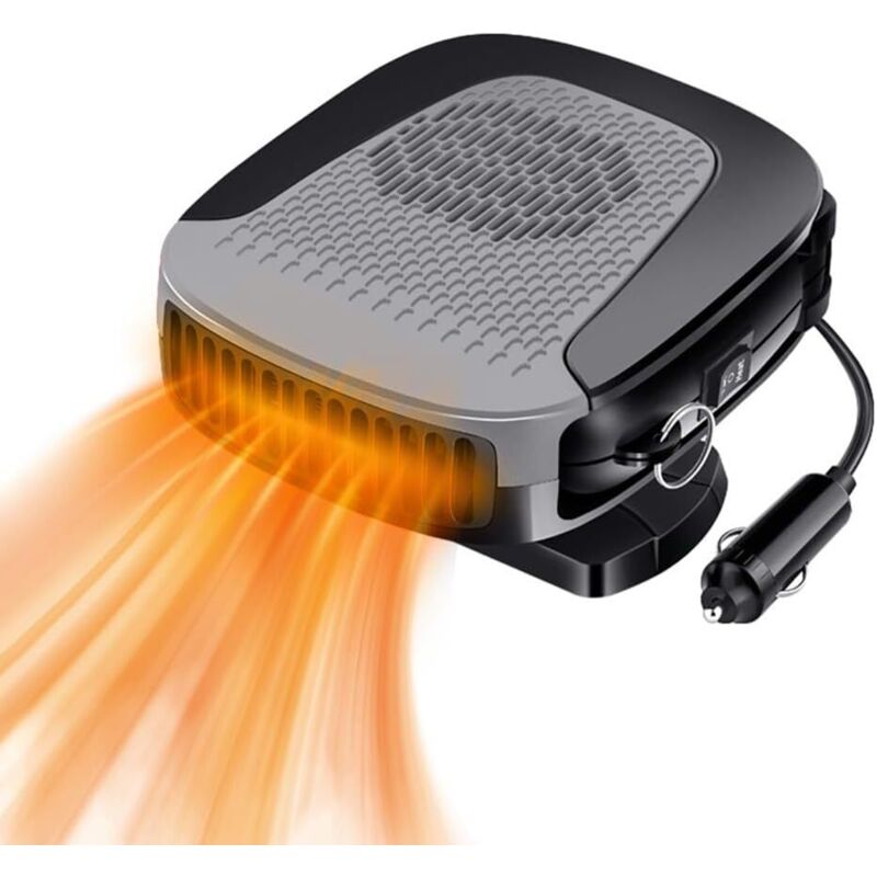 Ventilatore Per Auto, Riscaldatore E Sbrinatore Per Auto, Con Base Girevole A 360°, Riscaldatore Per Accendisigari Da 12 V, Riscaldatore Da 12 V, Accendisigari (grigio)
