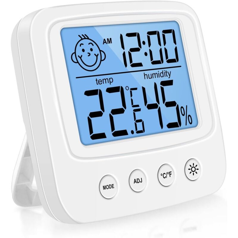 Termometro Igrometro Digitale Per Interni Ad Alta Precisione, Igrometro Digitale Per Interni, Termometro Digitale Da Tavolo Con Monitor Di Temperatura E Umidità - Retroilluminazione - Orologio