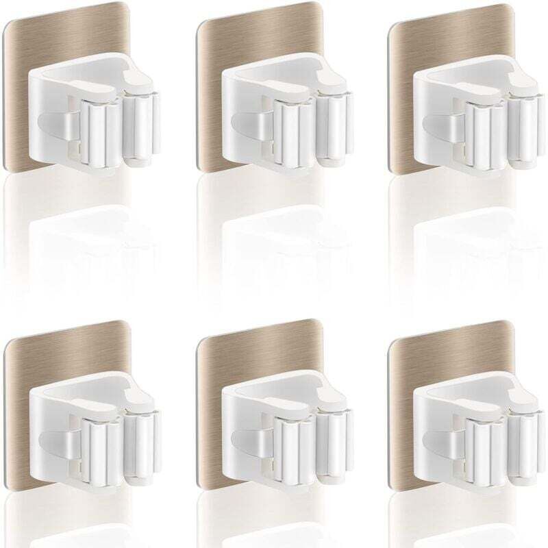 6 Pezzi Porta Scopa Da Parete, Porta Scopa Da Parete Senza Foratura, Porta Scopa Da Parete Per Cucina, Scale, Bagno, Garage (oro 6 Pezzi)