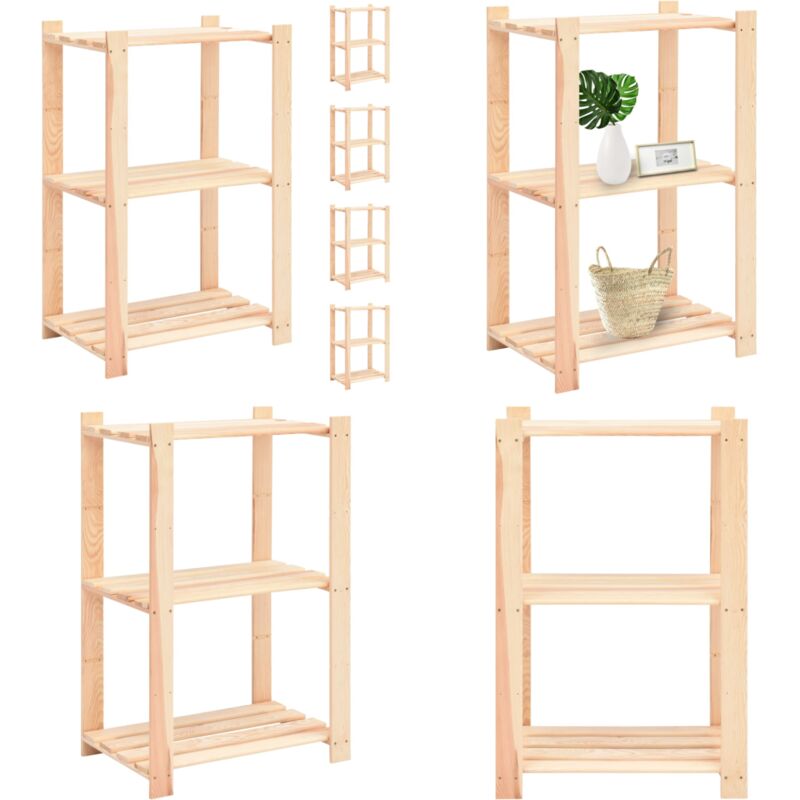 Scaffali A 3 Livelli 5 Pz 60x38x90 Cm In Massello Pino 150 Kg - Scaffale A 3 Livelli - Scaffale Per Casa