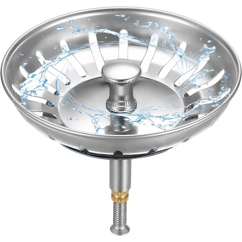 Filtro Per Lavello Da Cucina Ø 79 Mm, 1 Pezzo, Tappo Per Lavello Da Cucina Regolabile In Altezza, Tappo Per Lavello Da Cucina In Acciaio Inox 304, Scarico Per Lavello