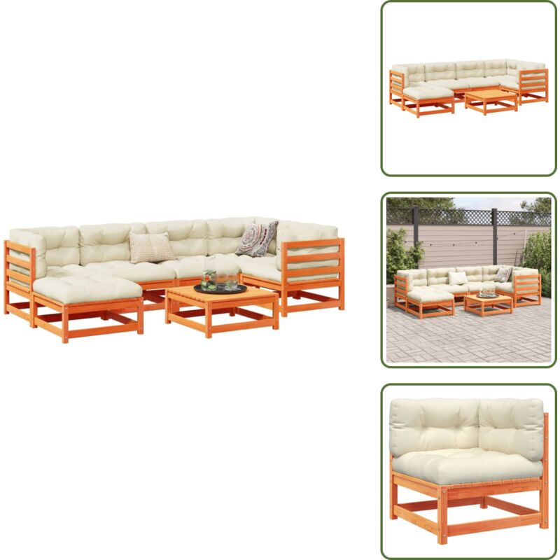 Cuscini Per Divano - Vidaxl Set Divani Giardino 7 Pz Con Cuscini Marrone Cera Massello Pino - Mobili Da Esterno