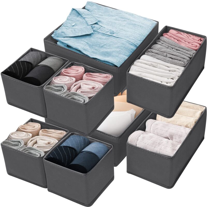 Withosent Set Di 8 Organizer Armadio Scatola, Organizer Cassetti Armadio In Tessuto, Pieghevole Divisori Per Cassetti Biancheria Intima, Organizzatore Cassetti Per Magliette, Calze