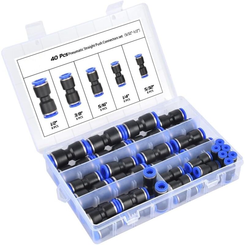 40 Raccordi Per Tubi Dell'aria A Collegamento Rapido 5/32 1/4 5/16 3/8 1/2 Pollici Kit Di Raccordi Pneumatici A Sgancio Rapido Per Raccordi Per Tubi Dell'aria Per 5/32 1/4 5/ 16 3/8 1/5.5 1 Cm Tu . Es