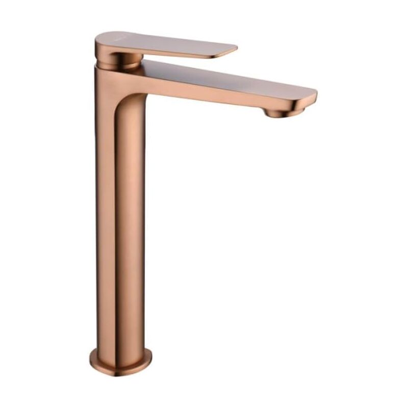 Mice Collection - Rubinetto Lavabo Monocomando Con Bocca Alta In Ottone - Rubinetto Lavabo Bocca Lunga Adatto Per Acqua Calda/fredda Colore Oro Rosa Spazzolato