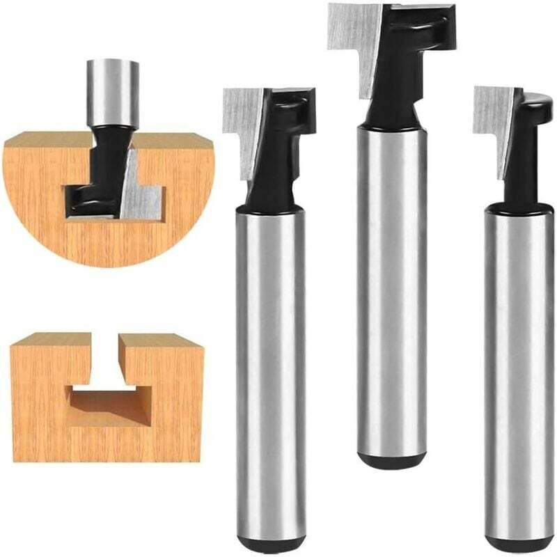 Houhence - Fresa Per Scanalatura A T Da 8 Mm, Frese A T, 3 Pezzi (7,93/9,52/12,7 Mm) Con Gambo E Lama Per Frese Per Lavorazione Del Legno Per Utensili Elettrici E Utensili Da Falegnameria