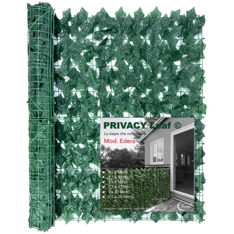 Siepe Privacy Leaf Edera Finta Artificiale A Foglie Per Muri E Balconi Ornamentale Frangivista Sempre Verde 1.5 X 20 Metri