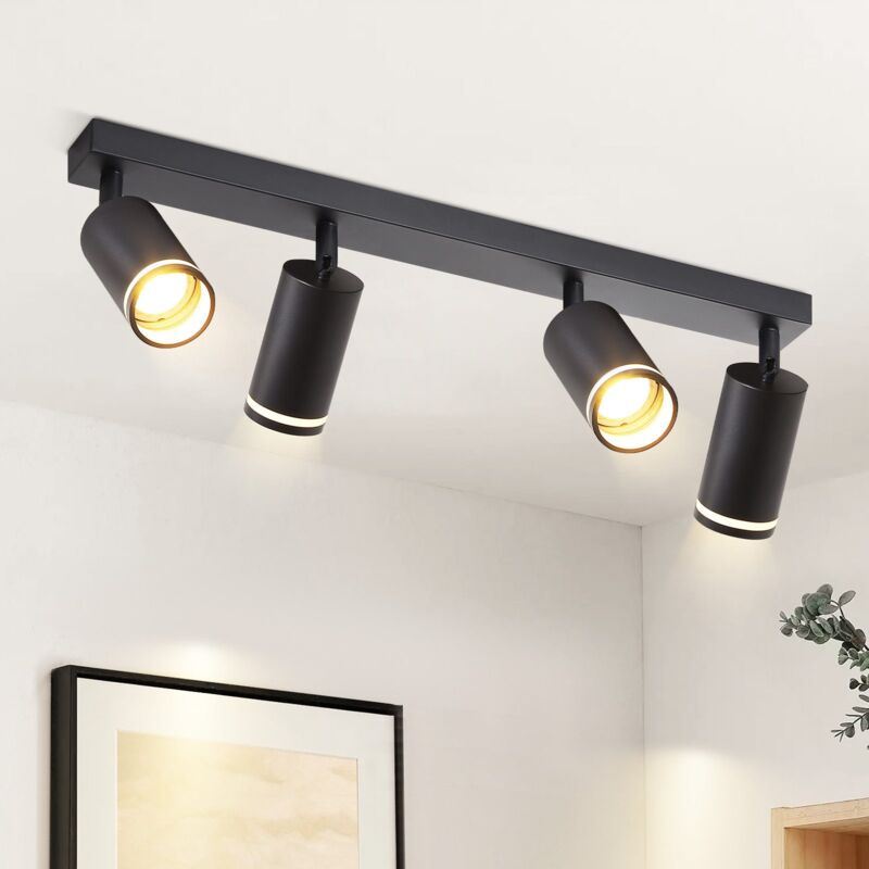 Led Plafoniera Faretto Da Soffitto Per Soggiorno: Plafoniera Nera Gu10 Faretti Girevoli 4 Lampadine Lampada Da Cucina Lampada Da Corridoio Faretti Da Soffitto In Metallo Senza Lampadina - Gbly