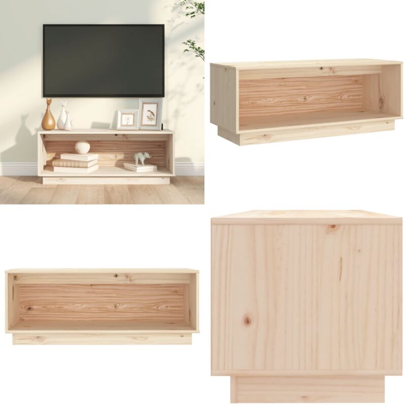 Mobile Porta Tv 90x35x35 Cm In Legno Massello Di Pino - Mobile Tv In Pino - Mobile Tv In Legno Massello