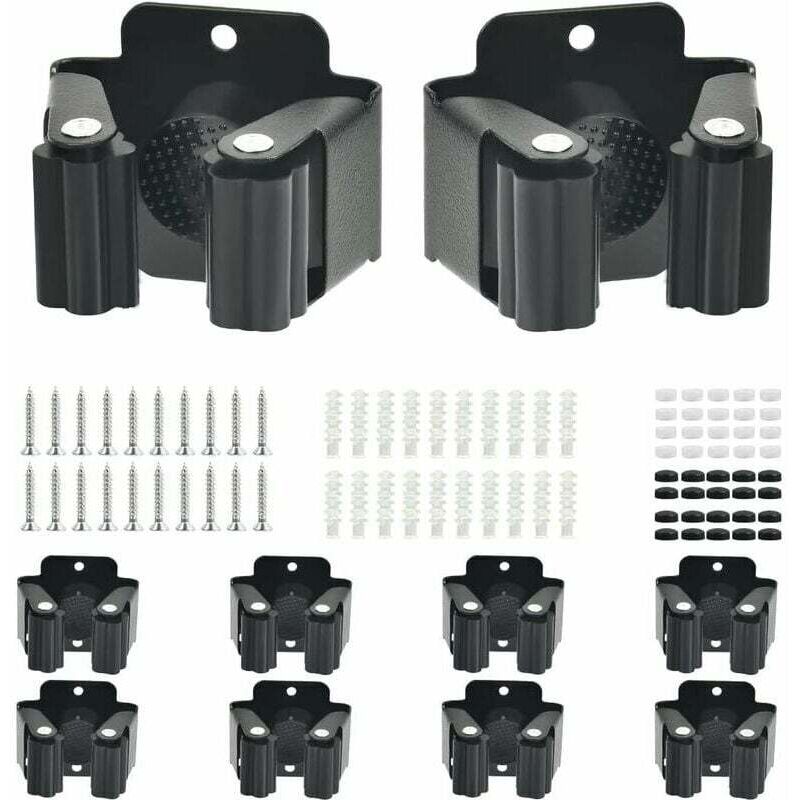 10 Pezzi Porta Scopa Da Muro, Porta Elettrodomestici In Acciaio Inossidabile Set Da Parete Porta Scopa Da Giardino, Scopa Da Muro, Gancio Porta Attrezzi Da Giardino Stampella Per Stampelle, Porte,