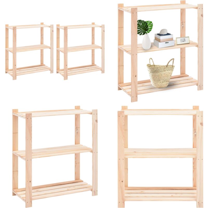 Scaffali A 3 Livelli 2 Pz 80x38x90 Cm In Massello Pino 150 Kg - Scaffale A 3 Livelli - Scaffale Per Casa