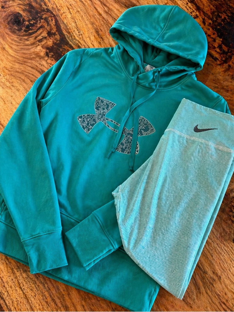 Under Armour Pants & Jumpsuits | Under Armour Hoodie + Nike Leggings Bundle | Teal Athleisure Set | Color: Green | Size: M