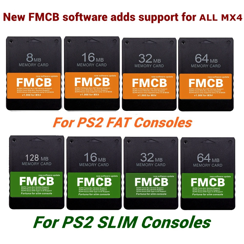 NEUE FMCB-Karte V1.966 und Funtuna FMCB-Karte Fortuna für PS2 MX4 TF/SD-Adapter mit installiertem OPL 1.2.0 und USB GAMES Mcboot für PS2