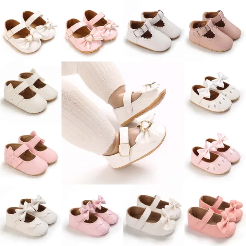 Lauflernschuhe für Babys (0–12 Monate), Prinzessinnenschuhe, PU-Leder, weiche Sohle, niedlich, modisch