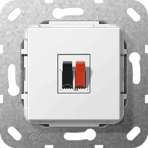 Gira Einsatz Einsatz, Lautsprecheranschluss, 1f, reinweiß, ohne Beschriftungsfeld, 569203 Image