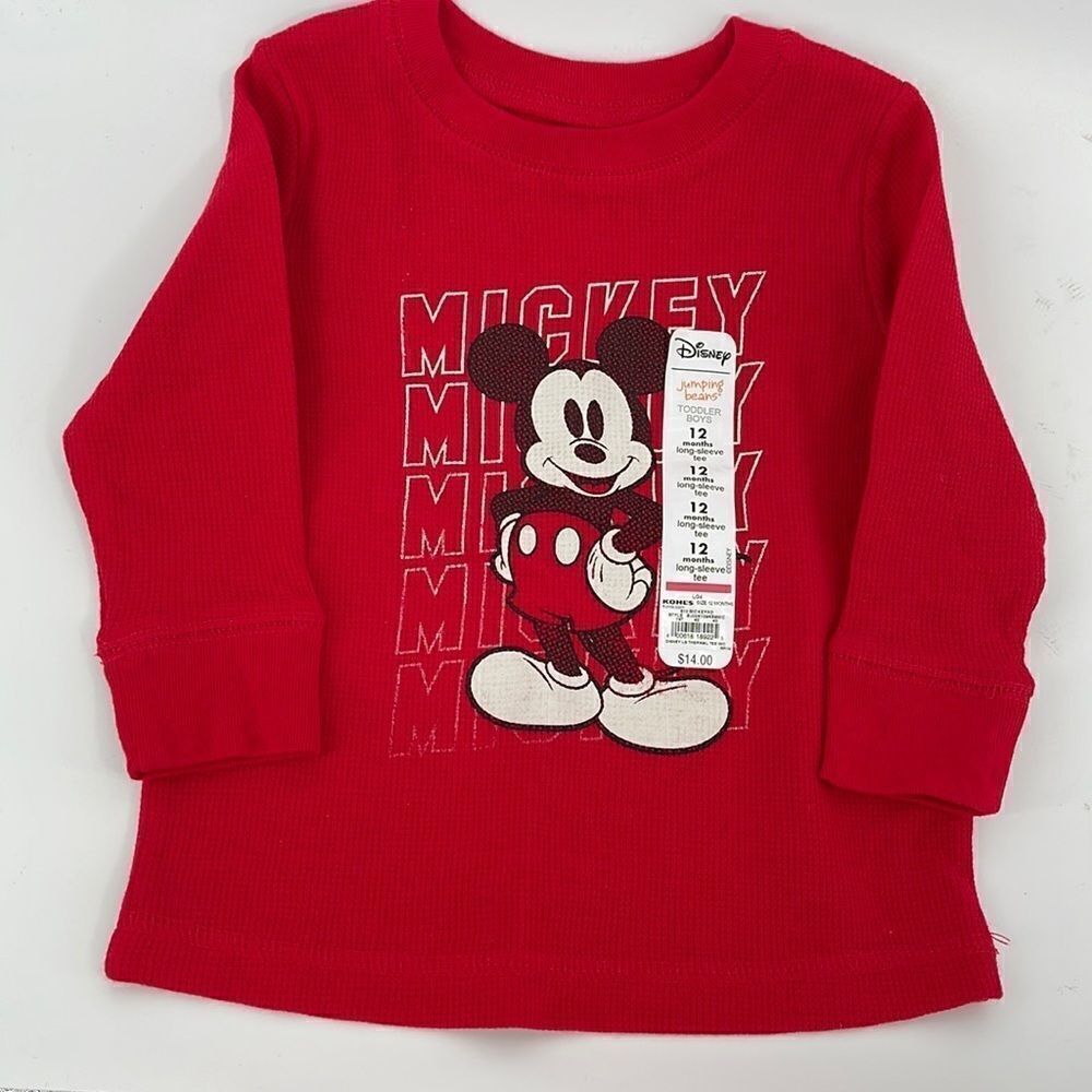 Disney Shirts & Tops | Disney Jumping Beans Mickey Mouse New Nwt Long Sleeved Shirt Top Toddler Clothes | Color: Black/Red | Size: 12mb