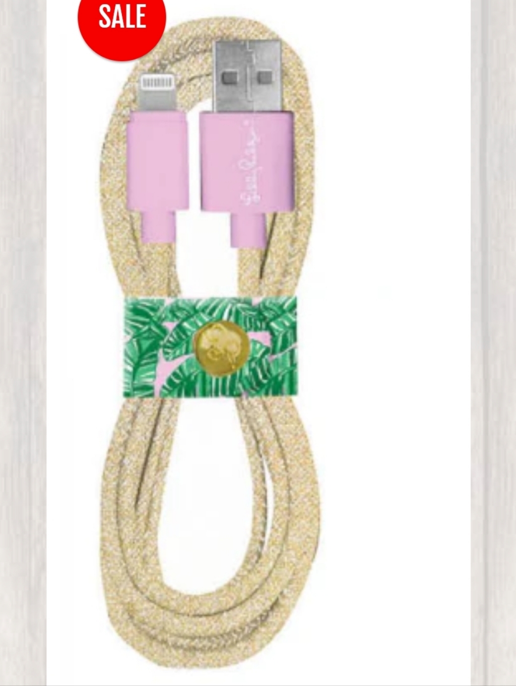 Lilly Pulitzer Cell Phones & Accessories | Lilly Pulitzer Cell Phone Charging Cord Let's Go Bananas Cord Keeper Gold Snap | Color: White/Yellow | Size: Os