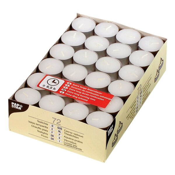 Papstar 72er-Pack Teelichte Ø 39 mm weiß weiß, 1.75 cm